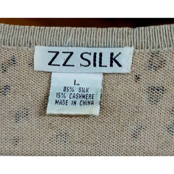 ZZ Silk Women's L Leopard Print Silk Cashmere Cardigan Button Front Y2K Retro - Picture 8 of 8